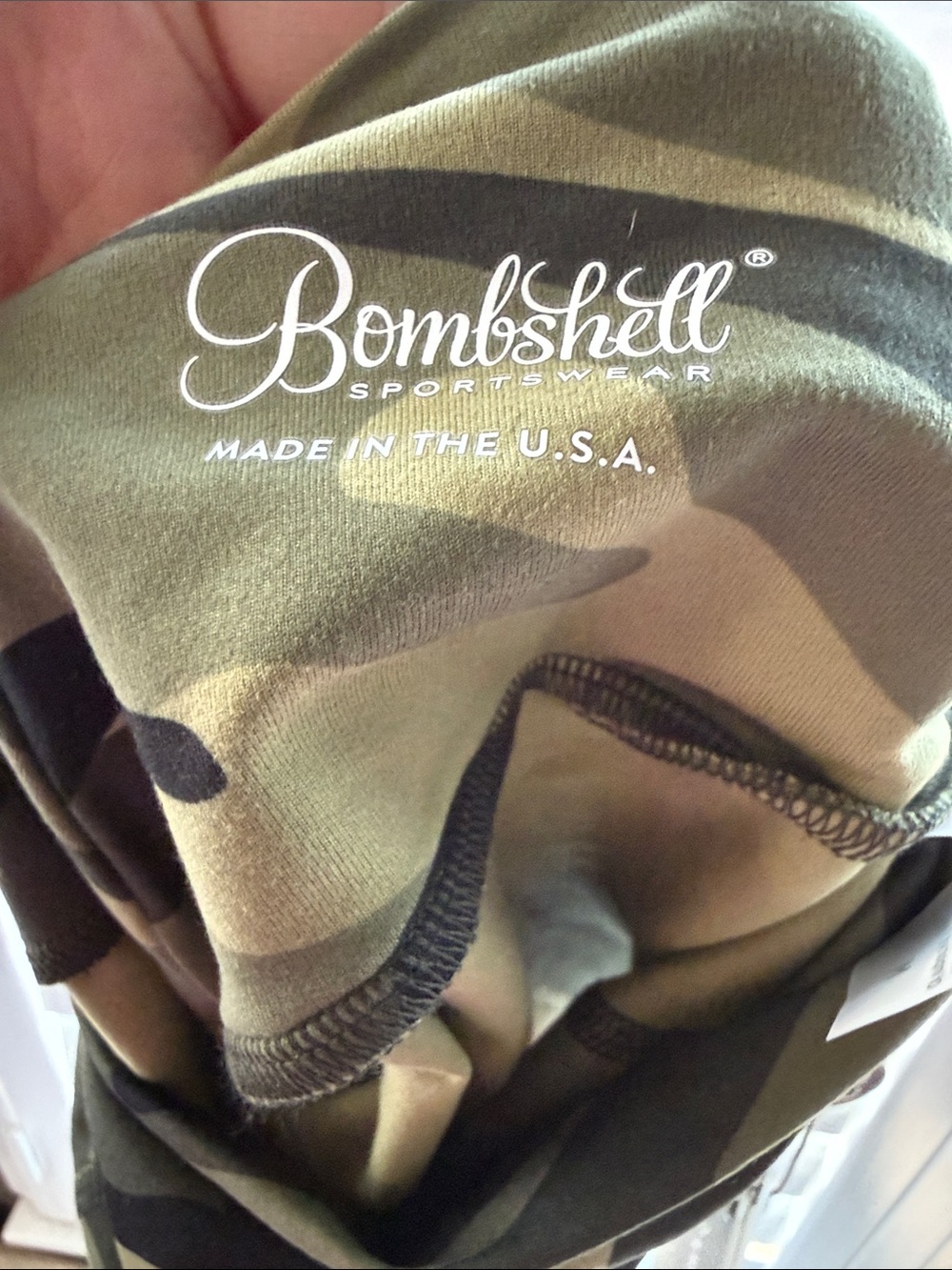Bombshell Sportswear Olive Camo High-Rise Bike Shorts - Picture 4 of 6